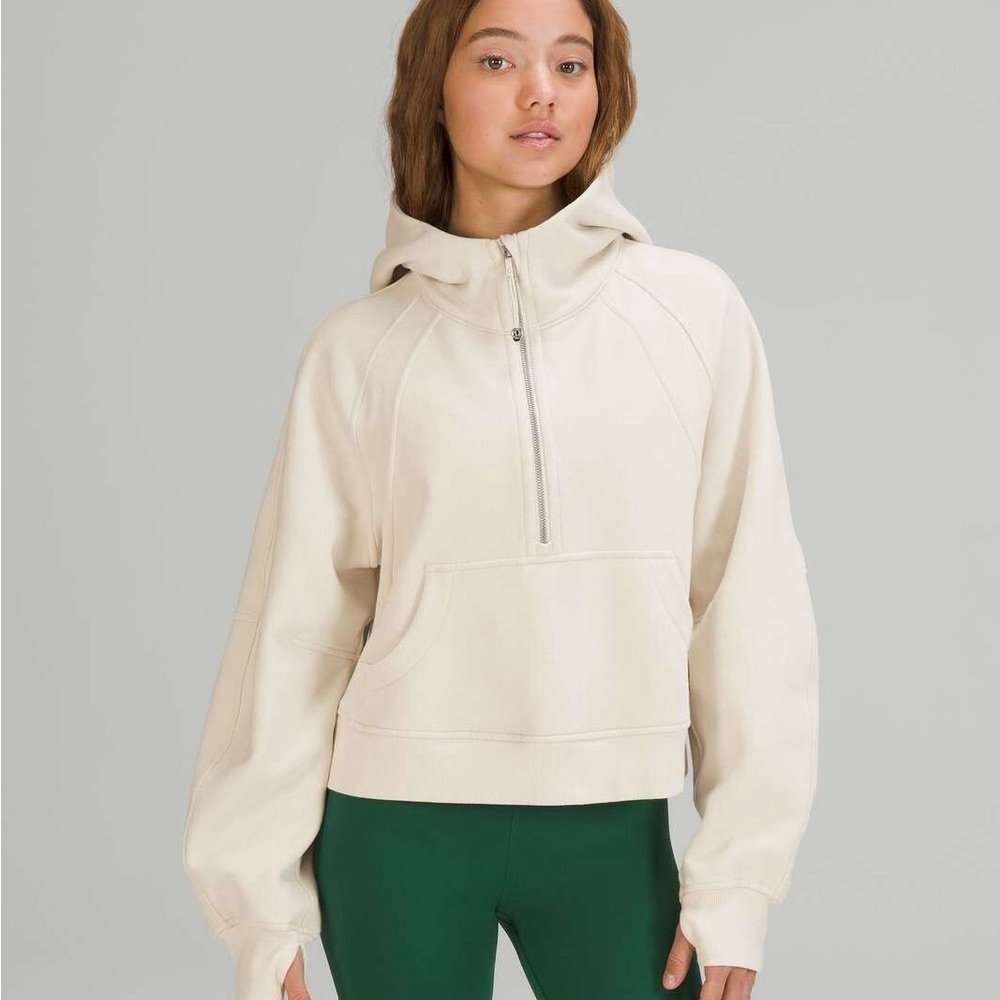 LULULEMON SCUBA OVERSIZED HALF-ZIP HOODIE WHITE OPAL